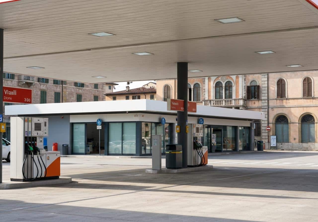 Station-service à Vintimille près de la frontière franco-italienne