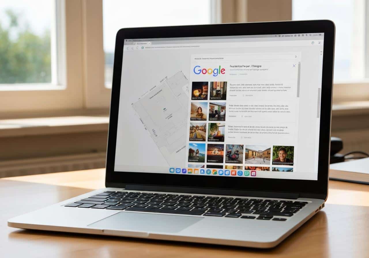 Écran d'ordinateur affichant une recherche d'image inversée Google
