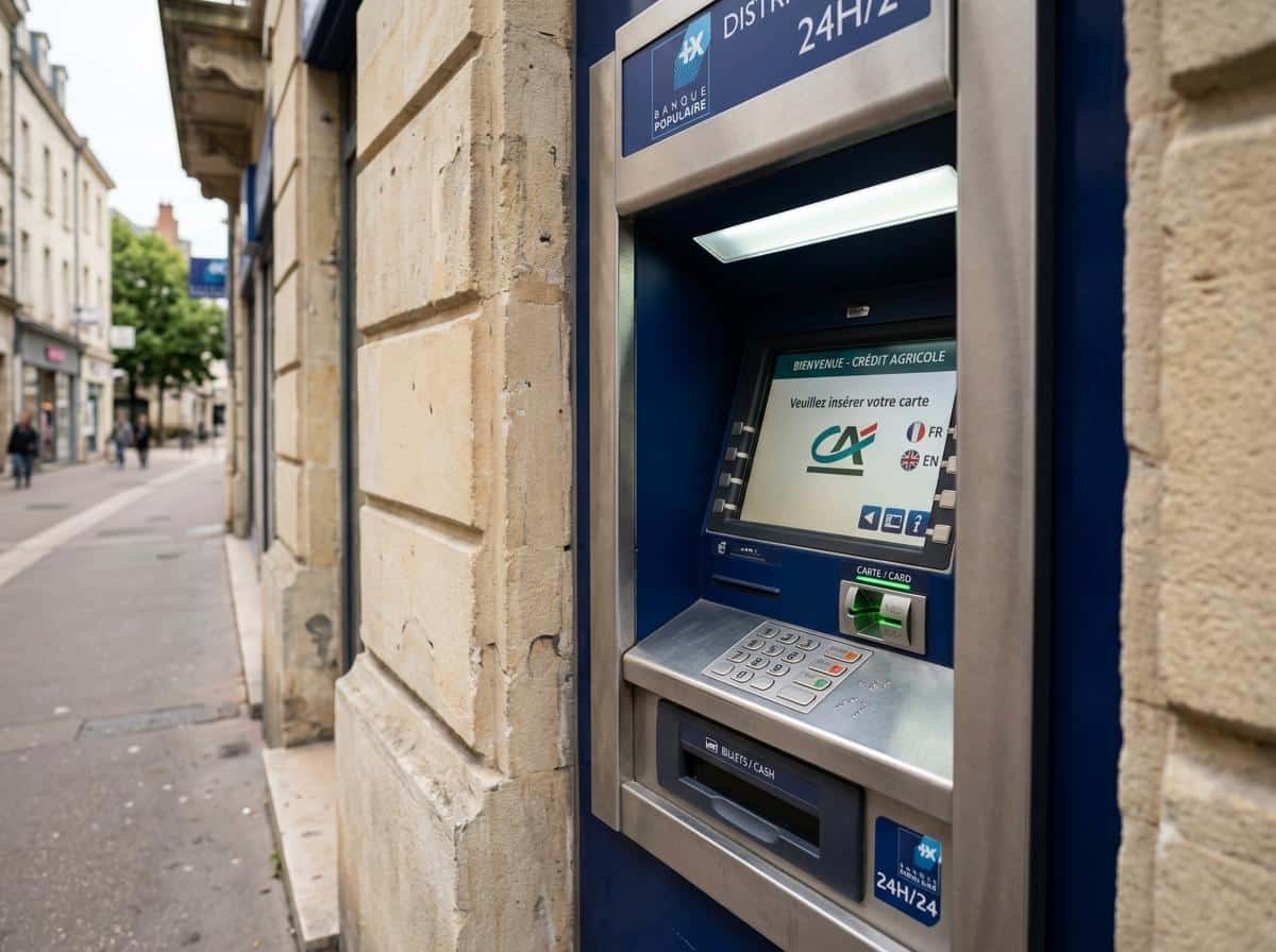 Distributeur de billets d'une agence bancaire en journée