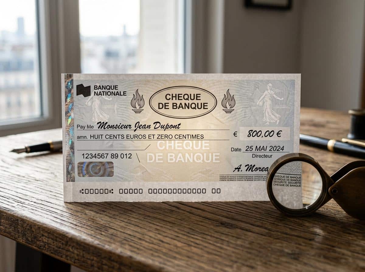 Filigrane d'un chèque de banque vu à contre-jour